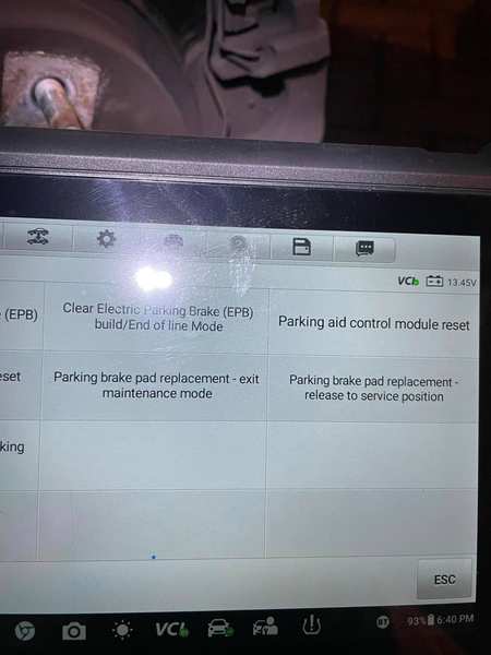 Electronic parking brake service mode active